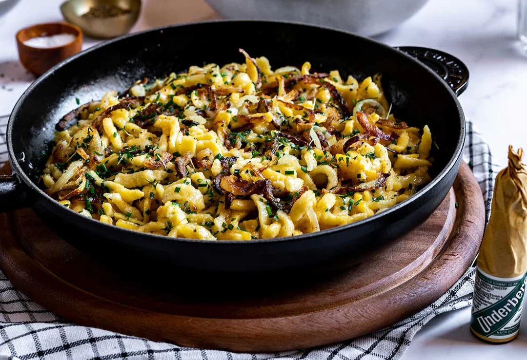 UNDERBERG CHEESE SPAETZLE WITH FRIED ONIONS