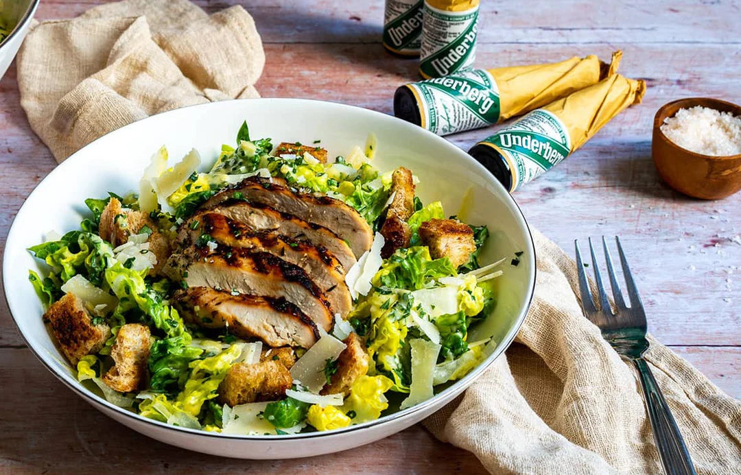 UNDERBERG’S CAESAR SALAD WITH GRILLED CHICKEN BREAST FILLETS